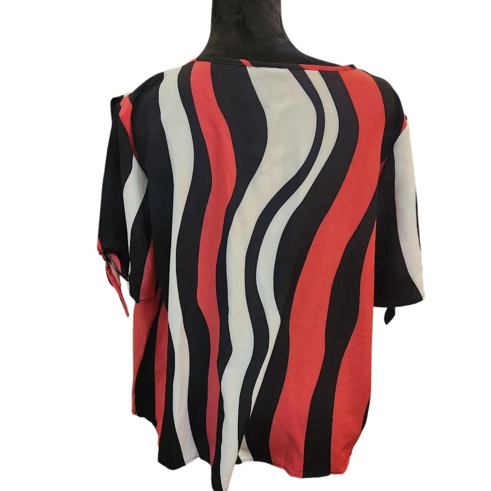 NWT Emery Rose Black, Pink and White Stripe Blouse Size 2XL - Picture 4 of 6